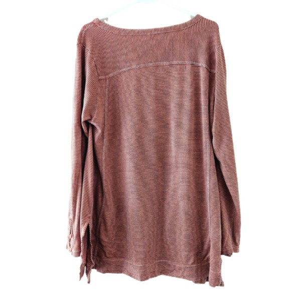 Poetry Orange and Brown Striped Hemp Blend Pullover Sweater Womens Sz 12 - Picture 2 of 13